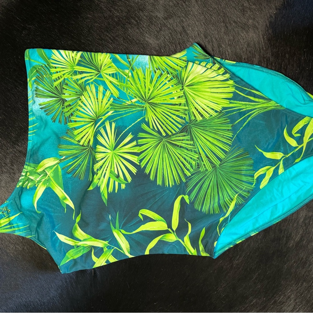 Versace Green and Blue One Piece Asymmetrical Swimsuit - Picture 8 of 9